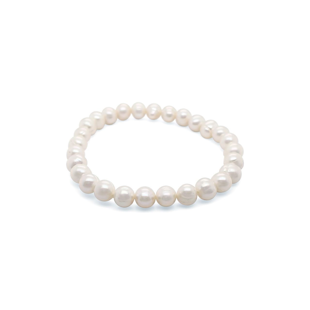 Fresh Water Pearl 6.7mm White Potato Elastic Bracelet