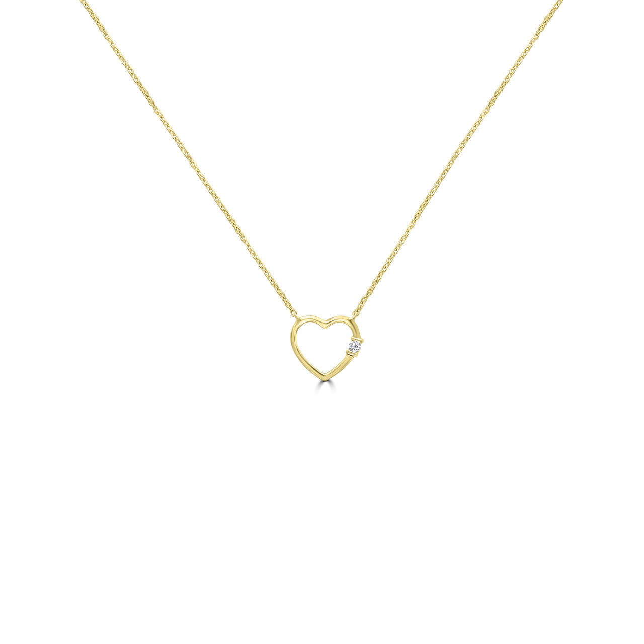 9k Yellow Gold Diamond Open Heart Shaped Pendant