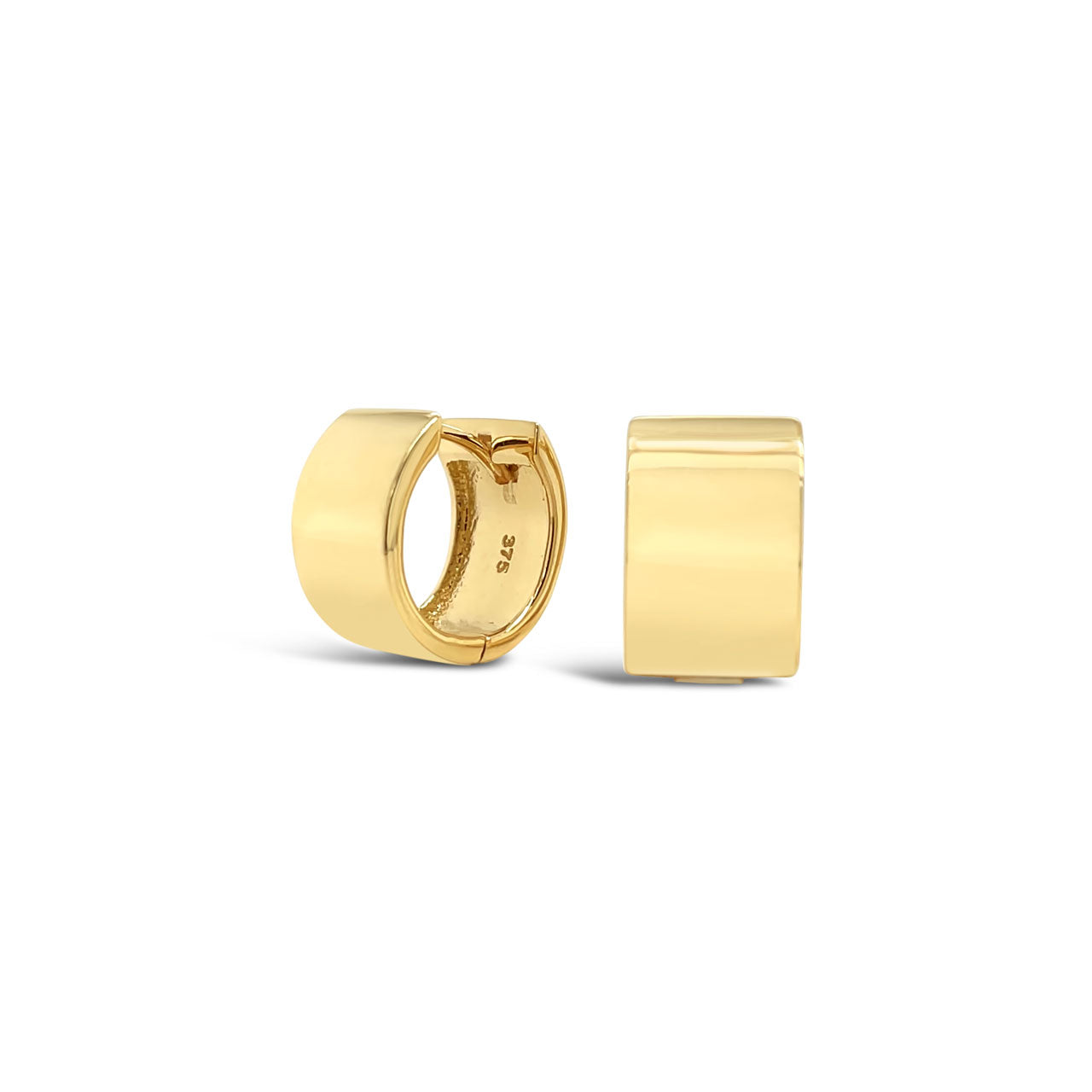 9k Yellow Gold Flat Square Oval Huggie Earrings