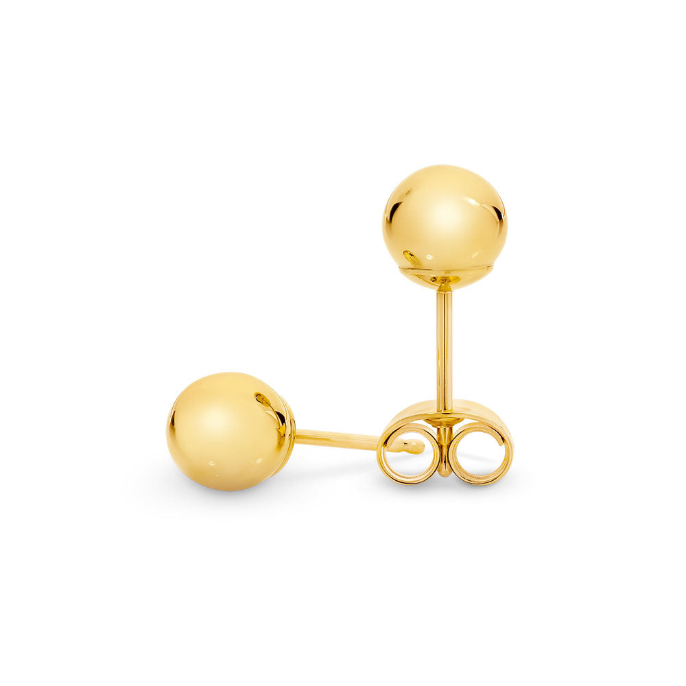 9k Yellow Gold 5mm Ball Stud Earrings