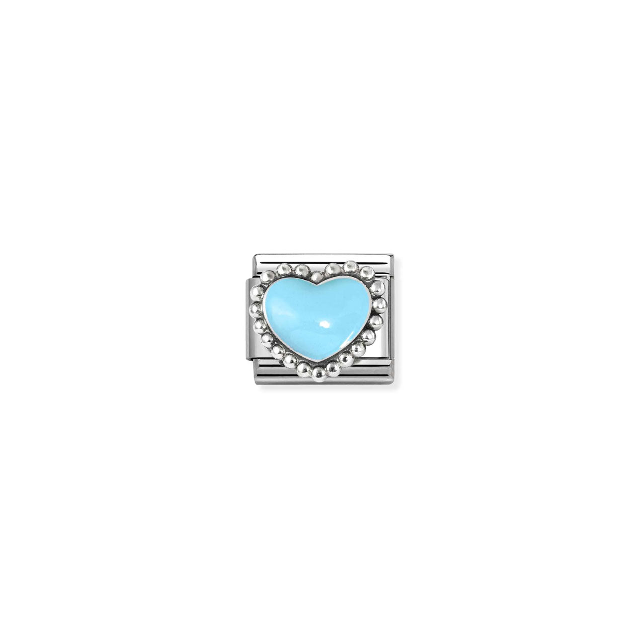 Composable Classic Link 330204/39 Pastel Blue Heart In 925 Silver & Enamel