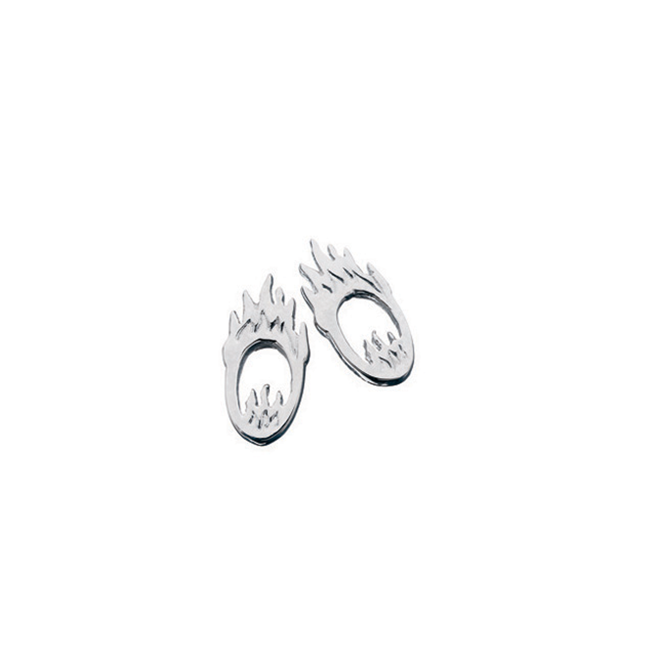 Sterling Silver Flaming Hoop Stud Earrings