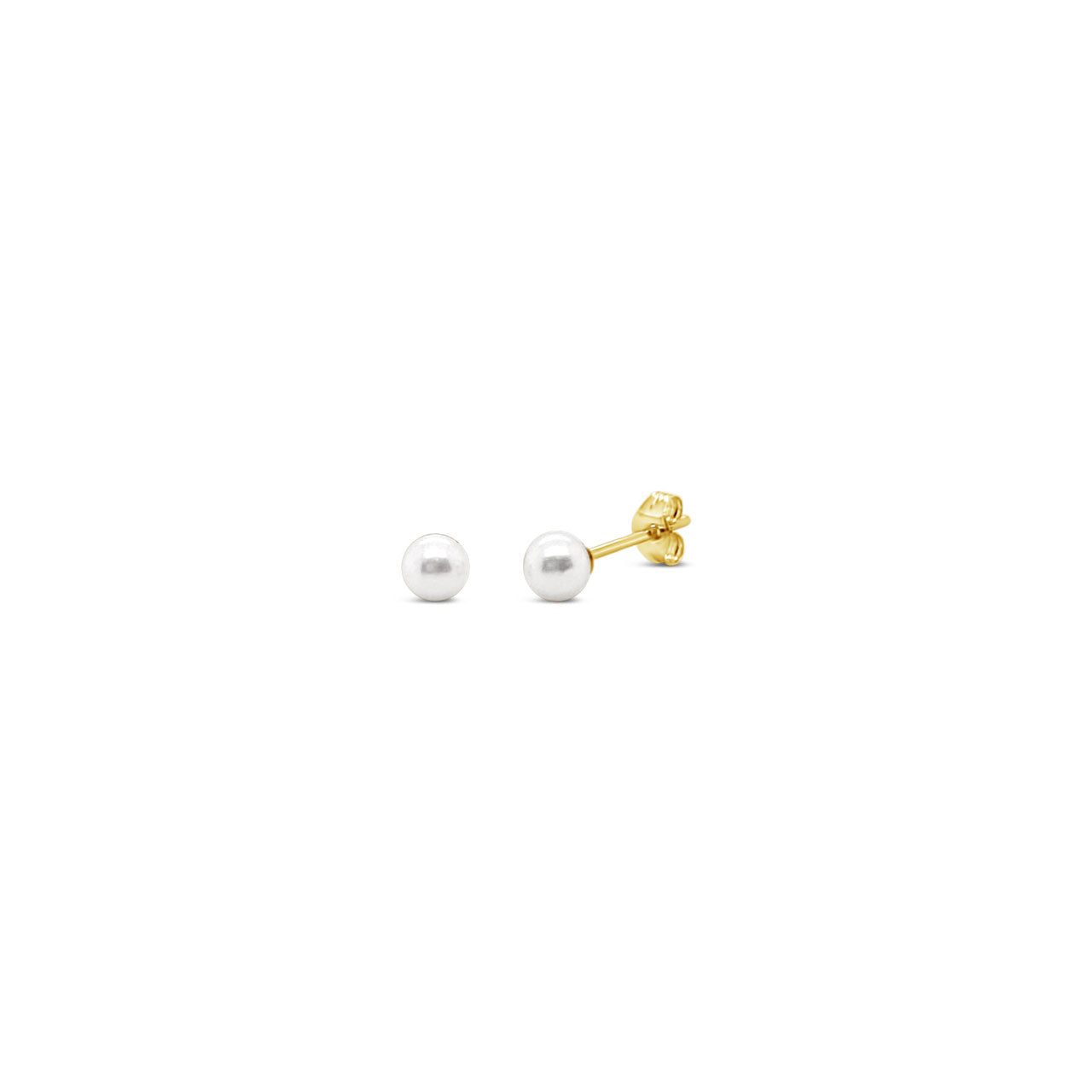 9k Yellow Gold 4-4.5mm Round Akoya Pearl Stud Earrings