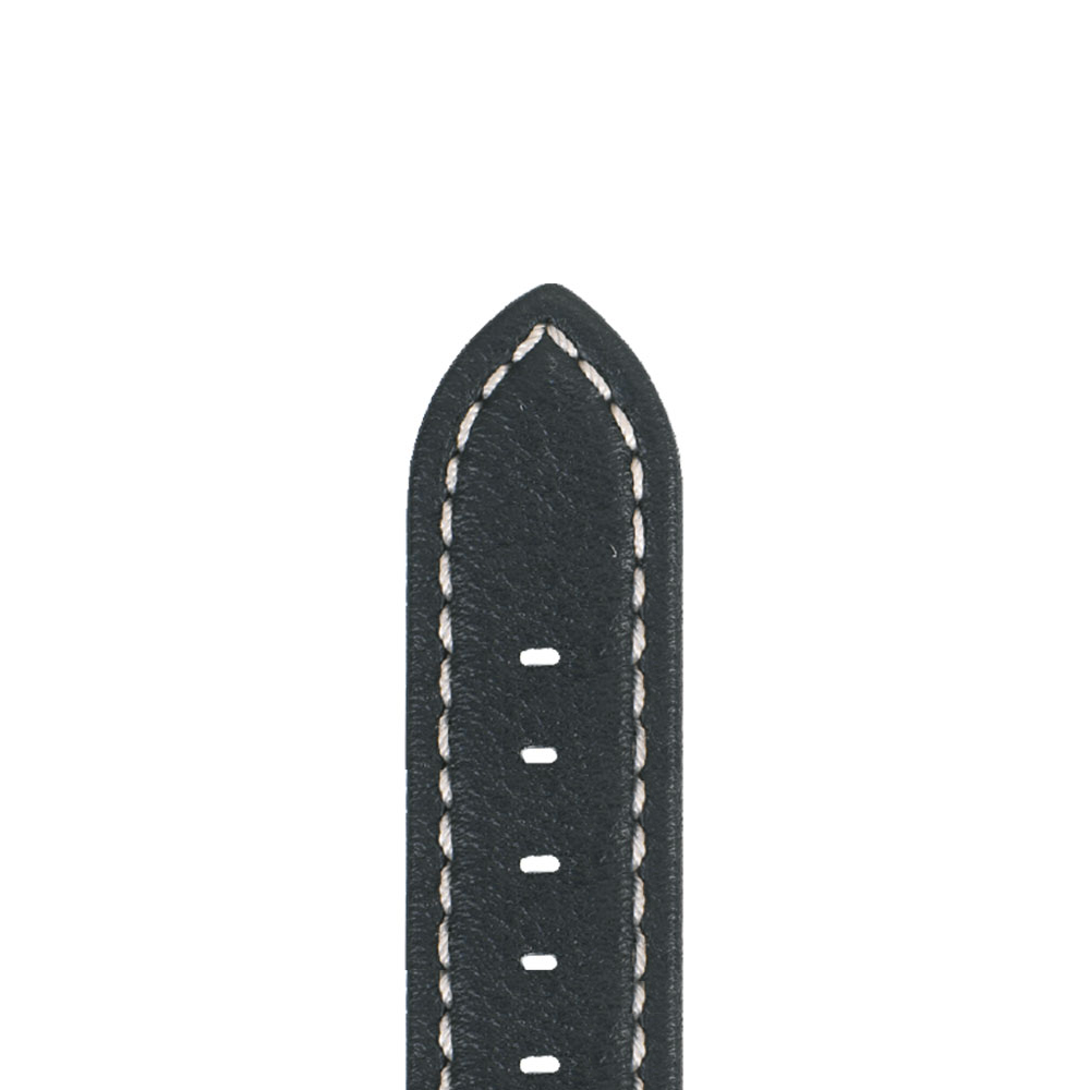 20mm Black Aviator Watch Strap with White Stitching