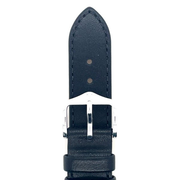Osiris - 18mm Black Long Leather Watch Strap with Silver Buckle