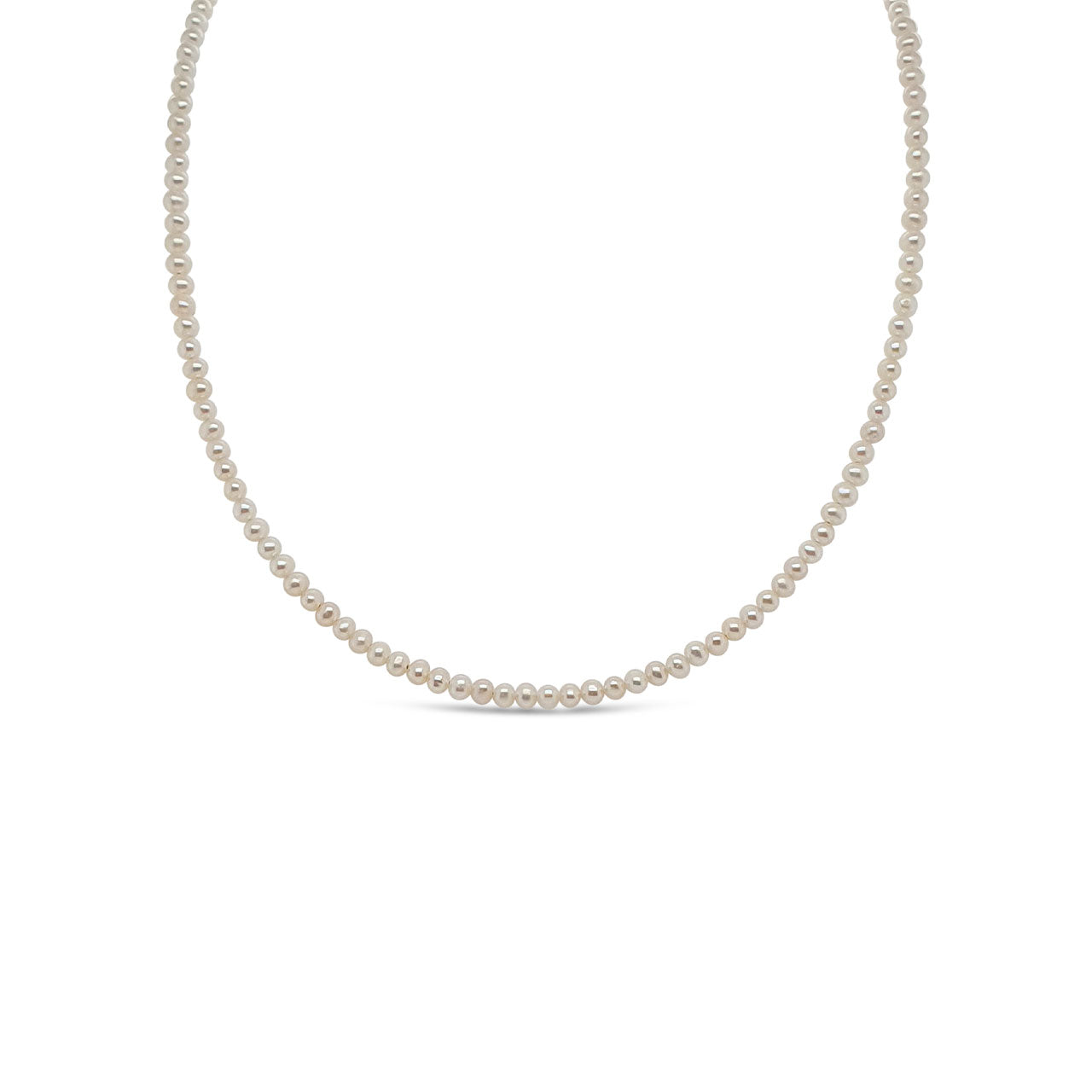 2.5-3mm Fresh Water White Semi-Round Strand Pearl Necklace