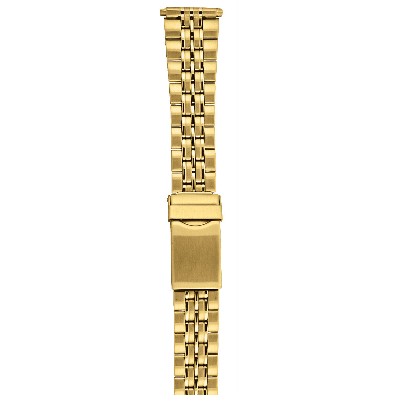 18-22mm Gold Plated Stainless Steel 3 Fold Clasp Watch Strap