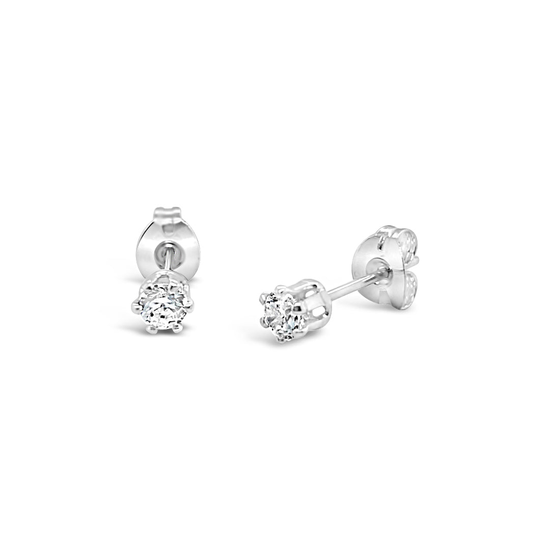 Sterling Silver 3mm Cubic Zirconia Studs.
