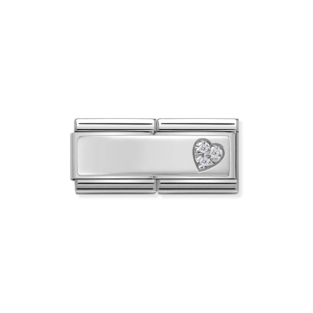 Classic Composable Double Link 330731/09 Heart in Silver & Stones