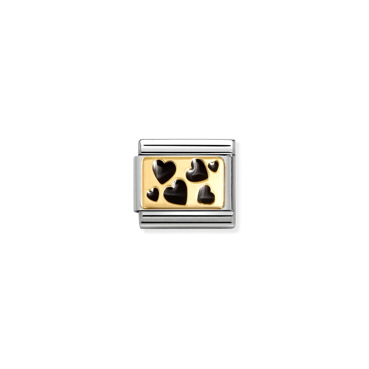 Composable Classic Link 030284/68 Black Enamel Hearts In 18K Gold