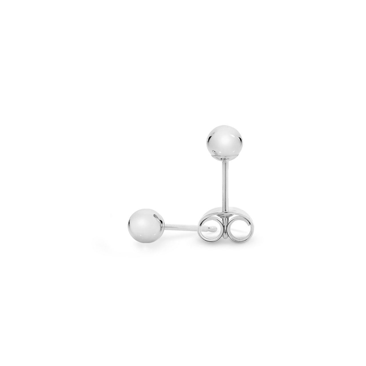 9k White Gold 3mm Ball Stud Earrings
