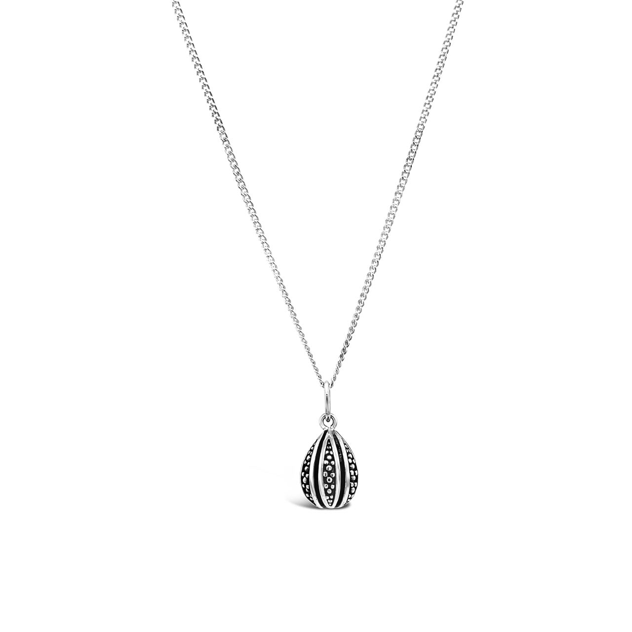Sterling Silver Oxidised Teardrop Necklace