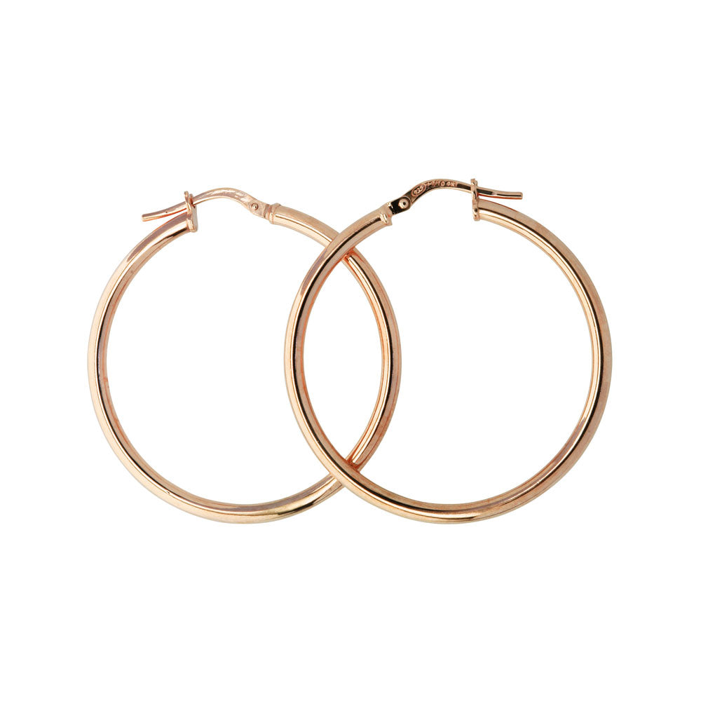 9k Rose Gold on Silver Large Hoops