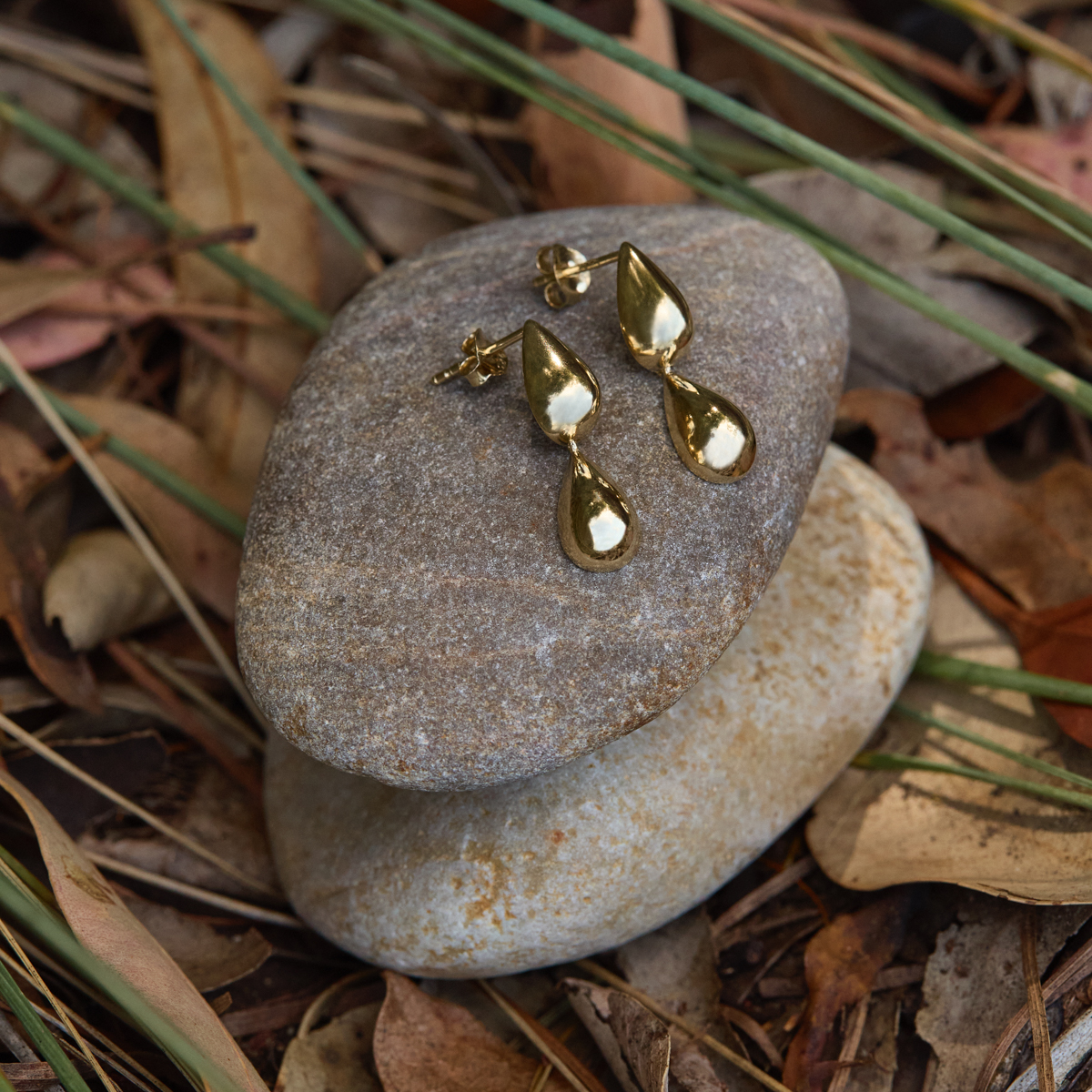Liora Double Drop Stud Earring - Gold Plated