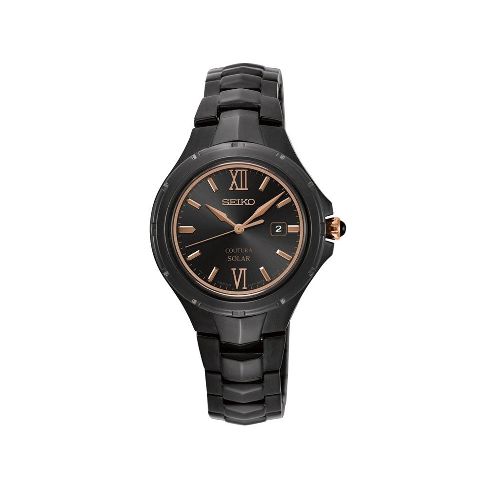 SUT378P - Ladies Black & Rose Gold Solar Coutura Watch