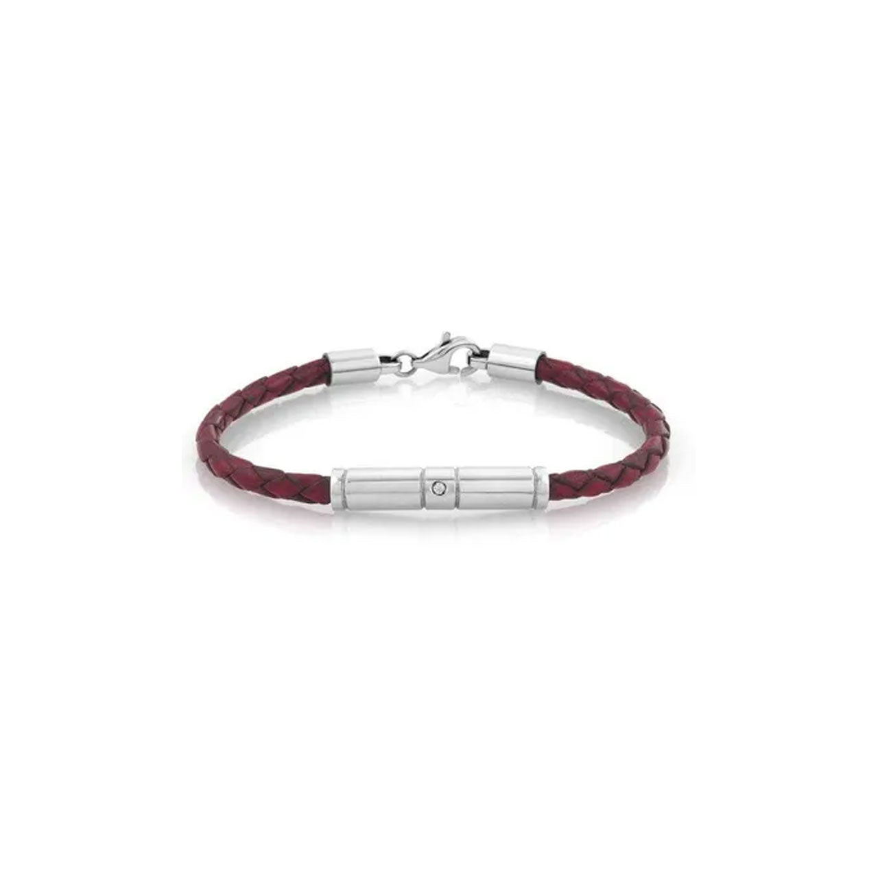 Tribe Ethno - Mens Red Leather Bracelet 026420 002 with CZ