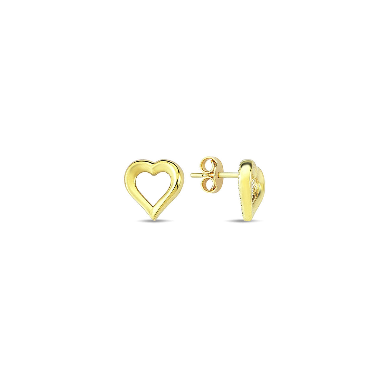 9k Yellow Gold Open Heart Stud Earrings