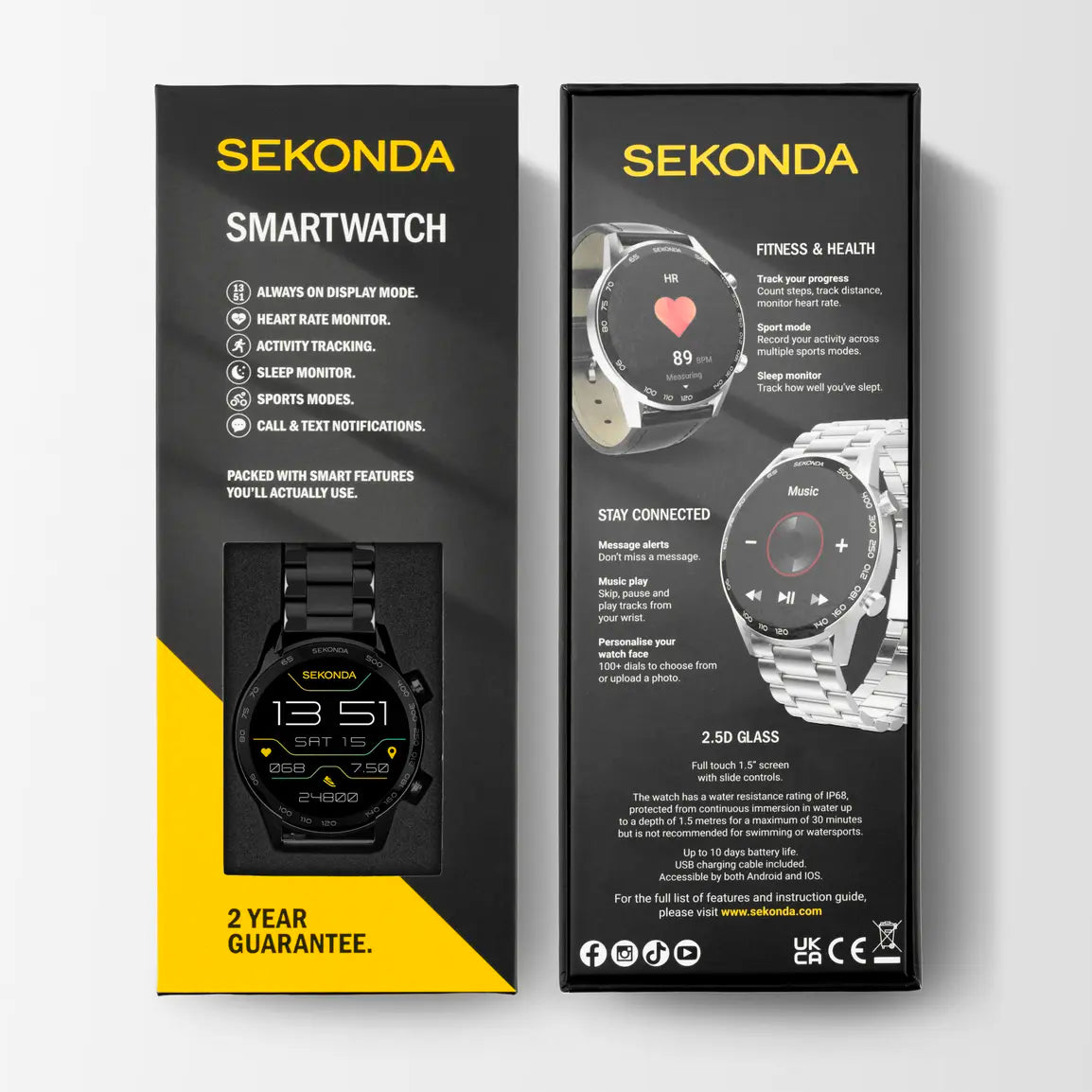 Sekonda Active Plus Smart Watch | Black Alloy Case & Stainless Steel Bracelet | 30226