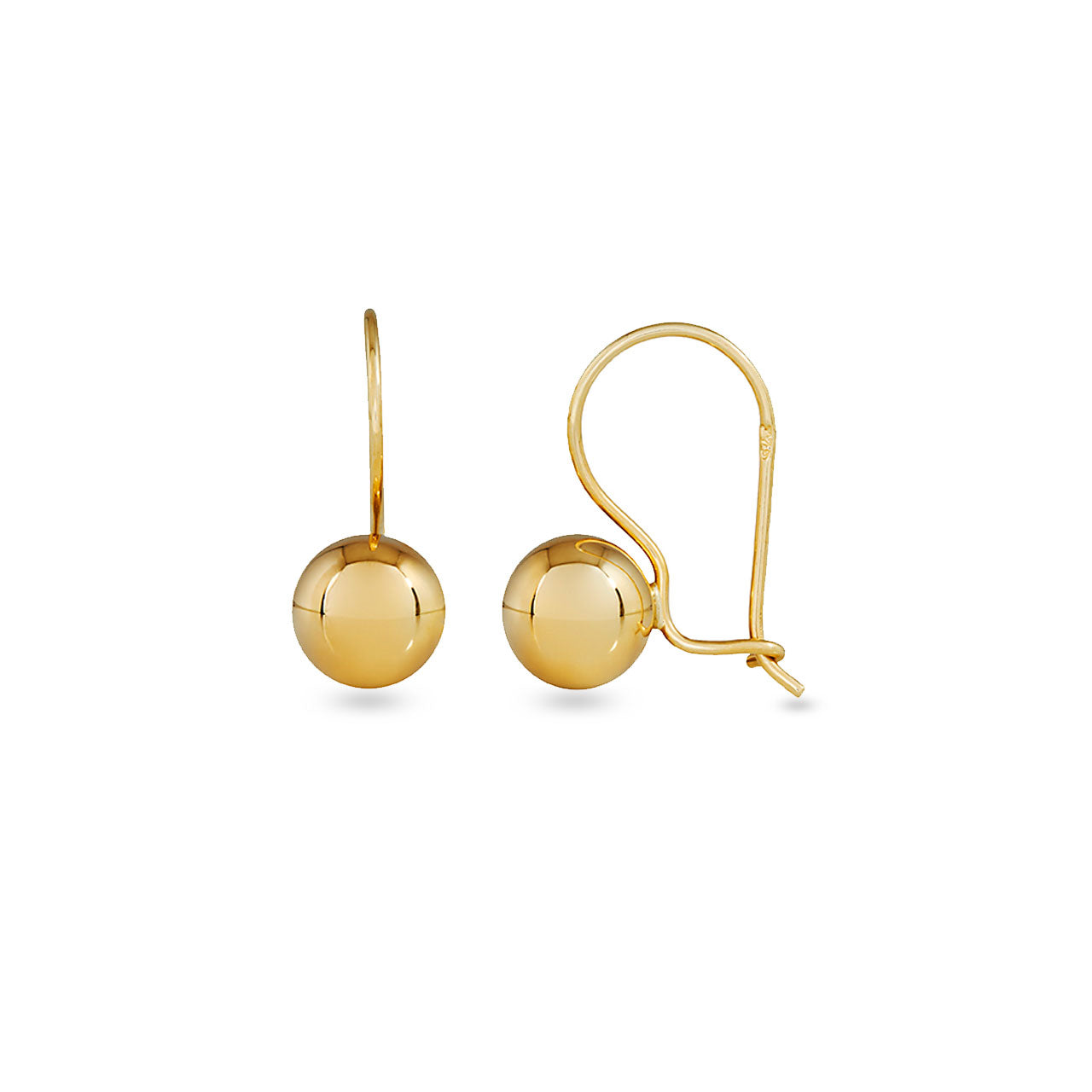 9k Yellow Gold 8mm Euroball Earrings