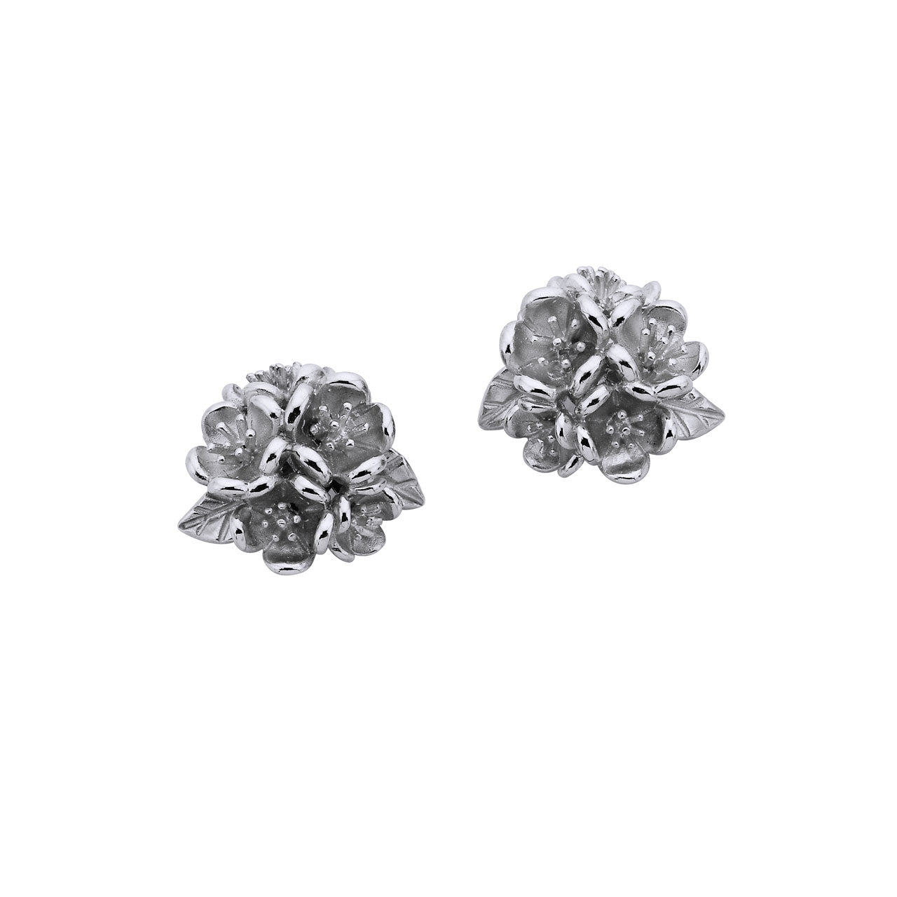 Sterling Silver Flower Ball Earrings