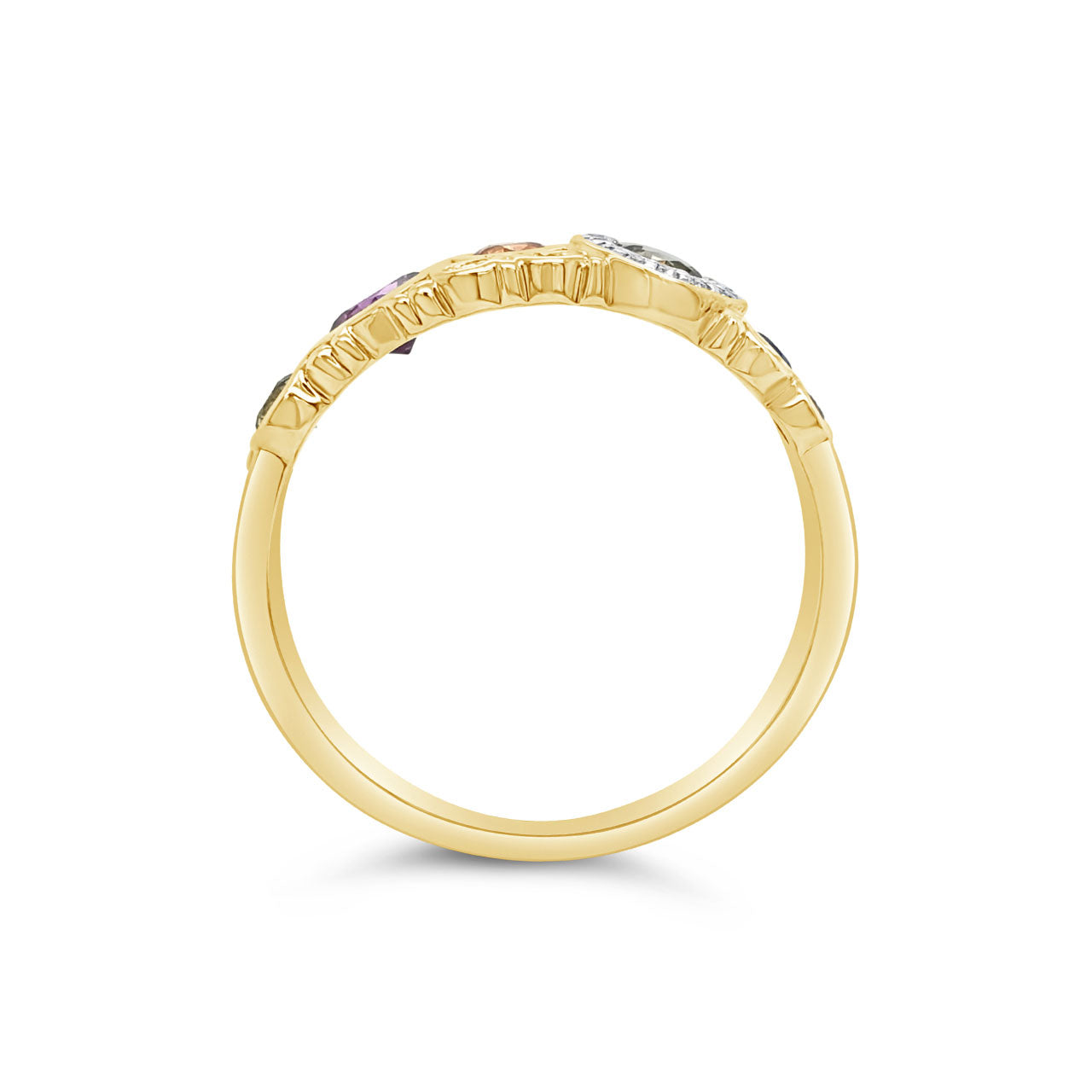 9k Yellow Gold Multi Coloured Sapphire Dress Ring