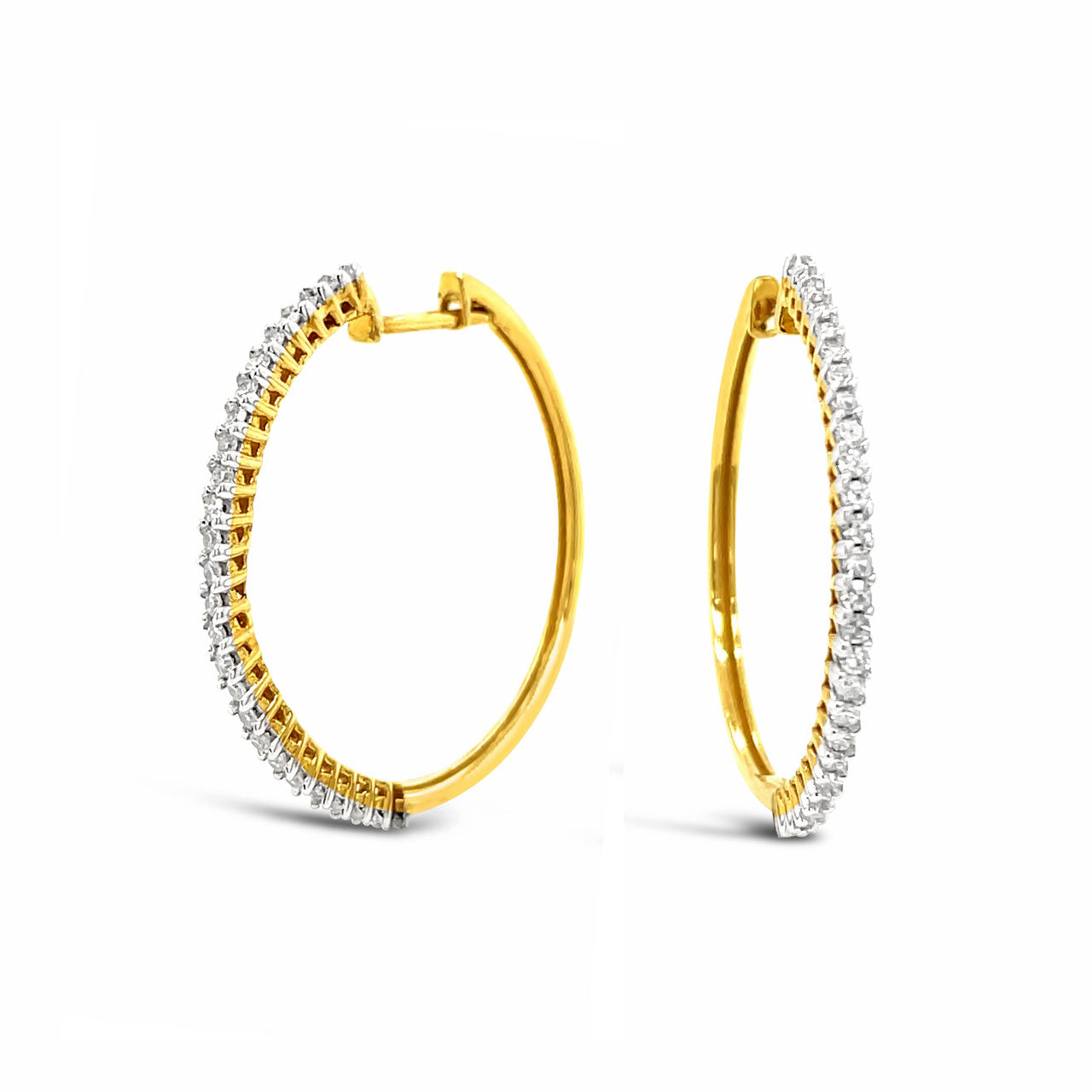 9k Yellow Gold 0.33ct Diamond Medium Huggie Earrings