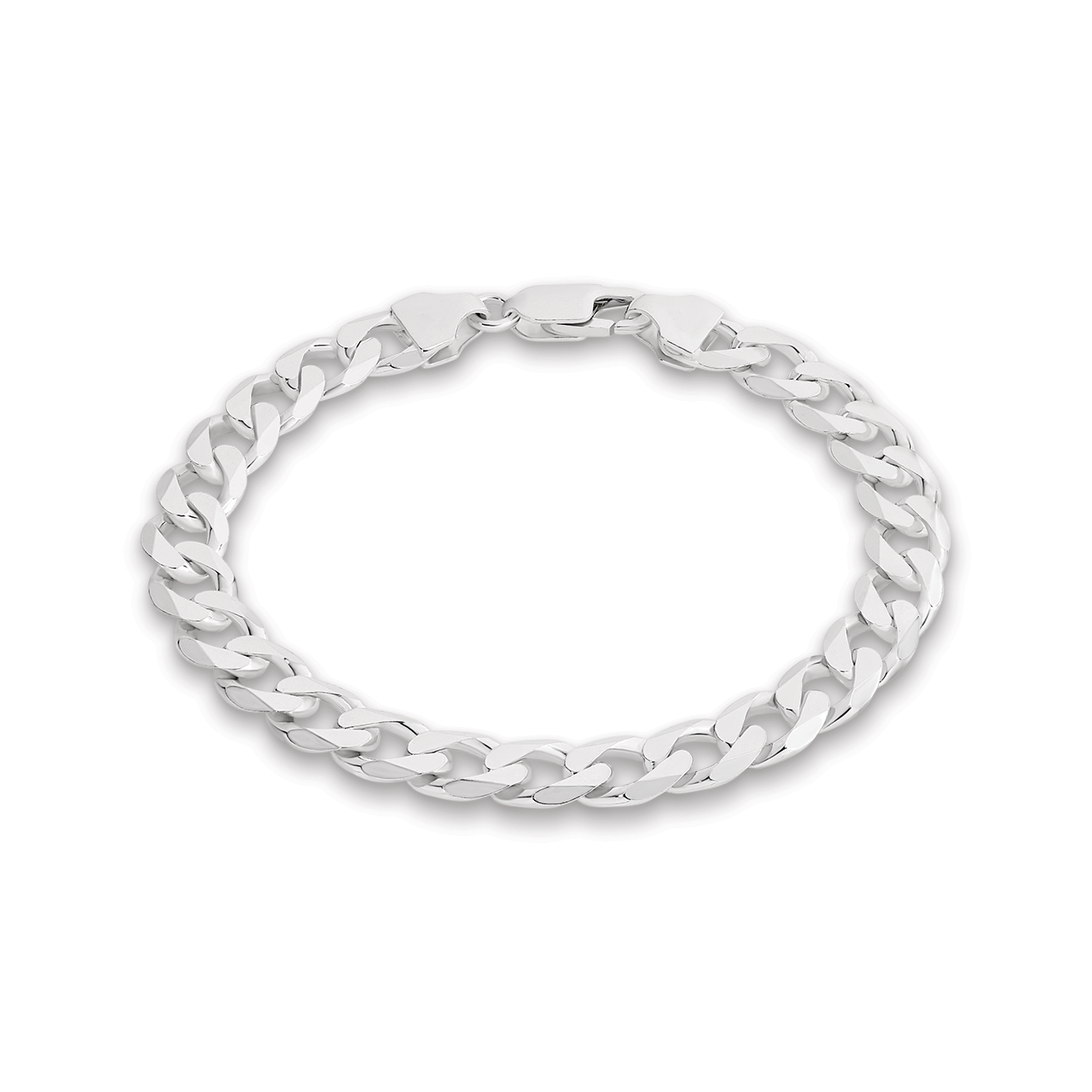 21cm Sterling Silver V64321 Flat Bevelled Diamond Cut Curb Bracelet