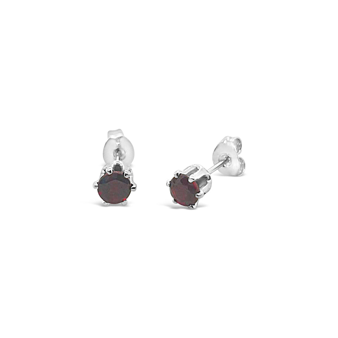 Sterling Silver 4mm Garnet Studs