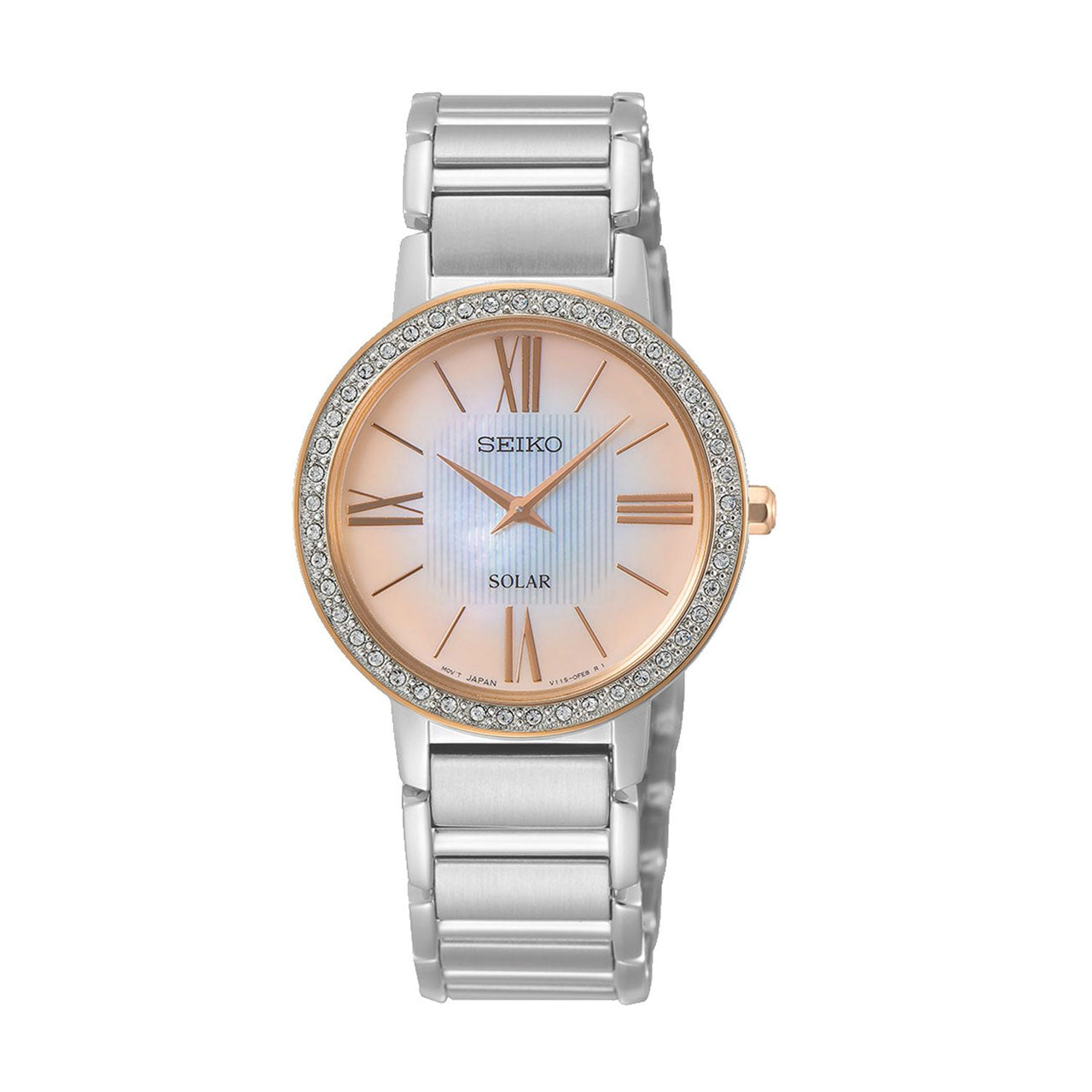 SUP432P - Ladies Solar Powered 2 Tone Crystal Set Dress Watch