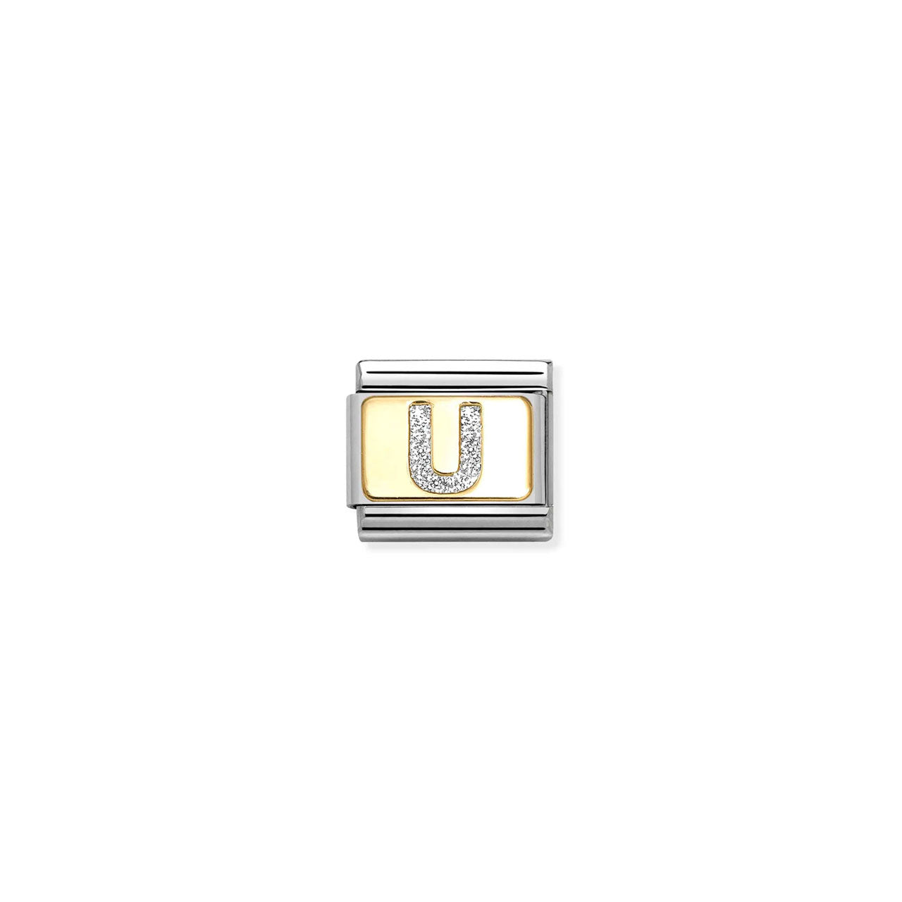 Composable Classic Link 030291/21 Silver Letter U In 18K Gold & Glitter Enamel