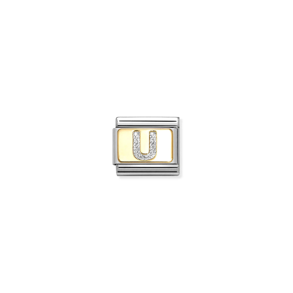Composable Classic Link 030291/21 Silver Letter U In 18K Gold & Glitter Enamel
