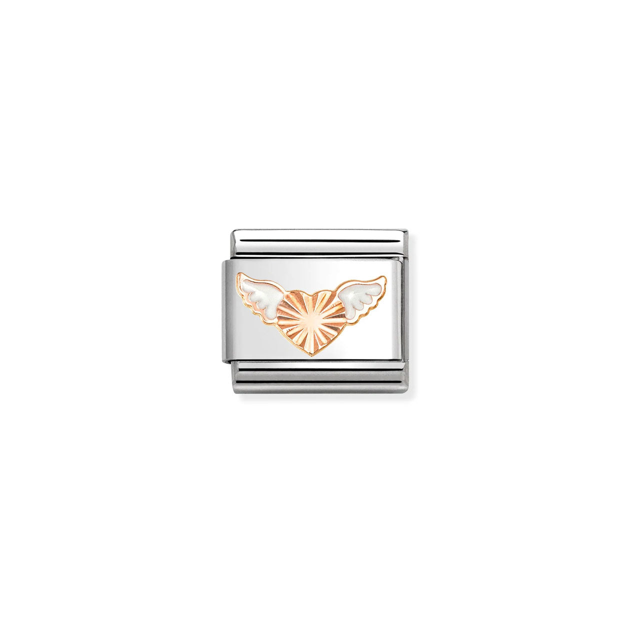 Composable Classic Link 430202/46 Flying Heart In 9K Rose Gold And Enamel