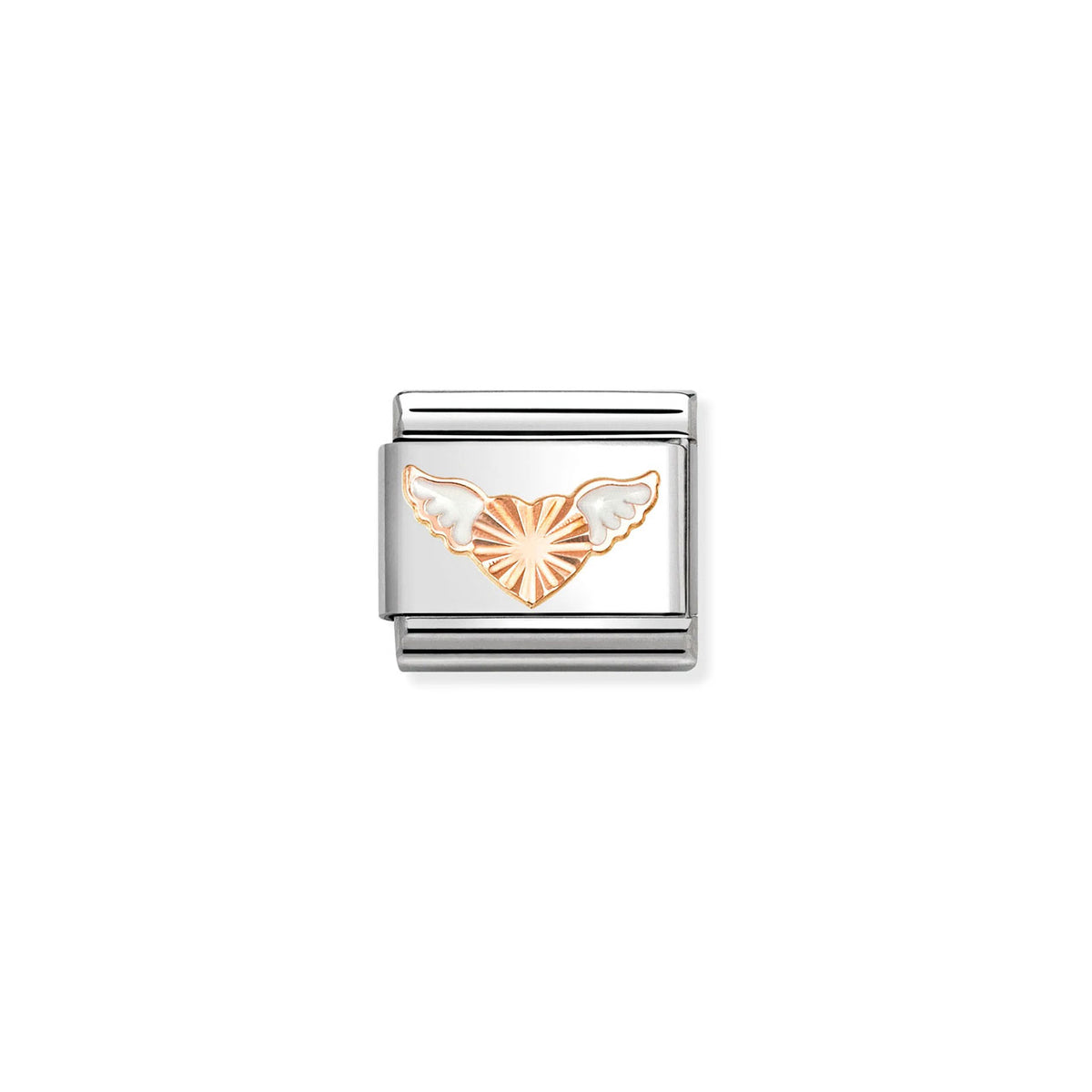 Composable Classic Link 430202/46 Flying Heart In 9K Rose Gold And Enamel