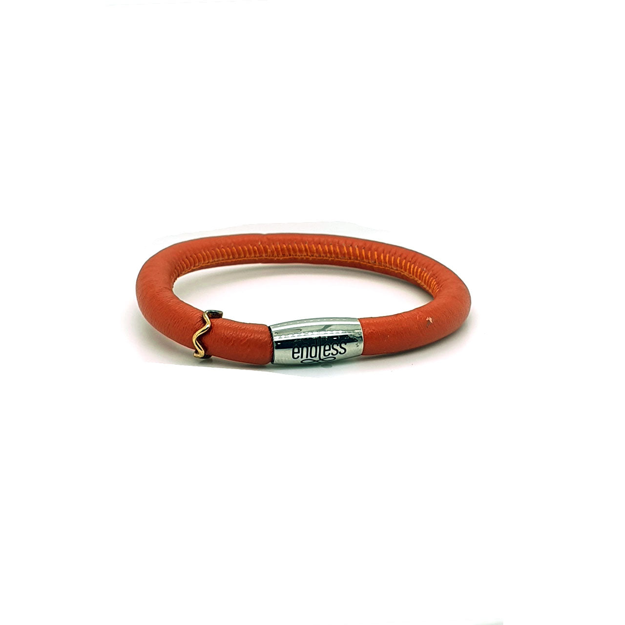 Coral Leather 18cm Wrap with Wave Charm Bracelet
