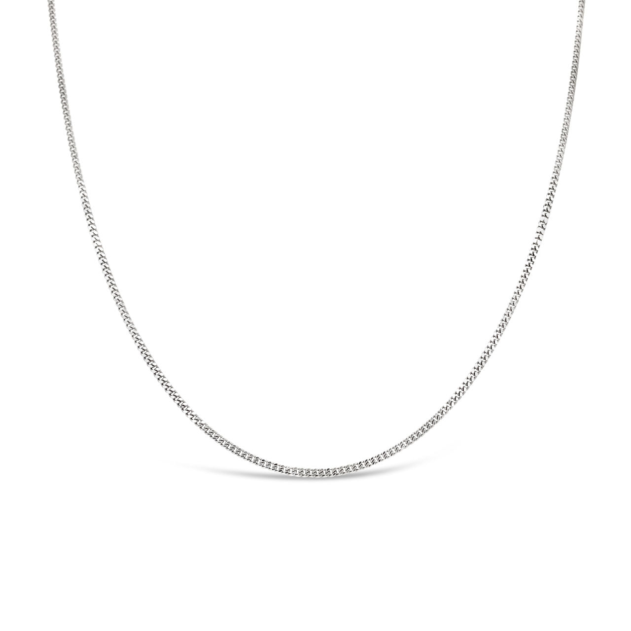 41cm Platinum 1mm Diamond Cut Curb Link Chain