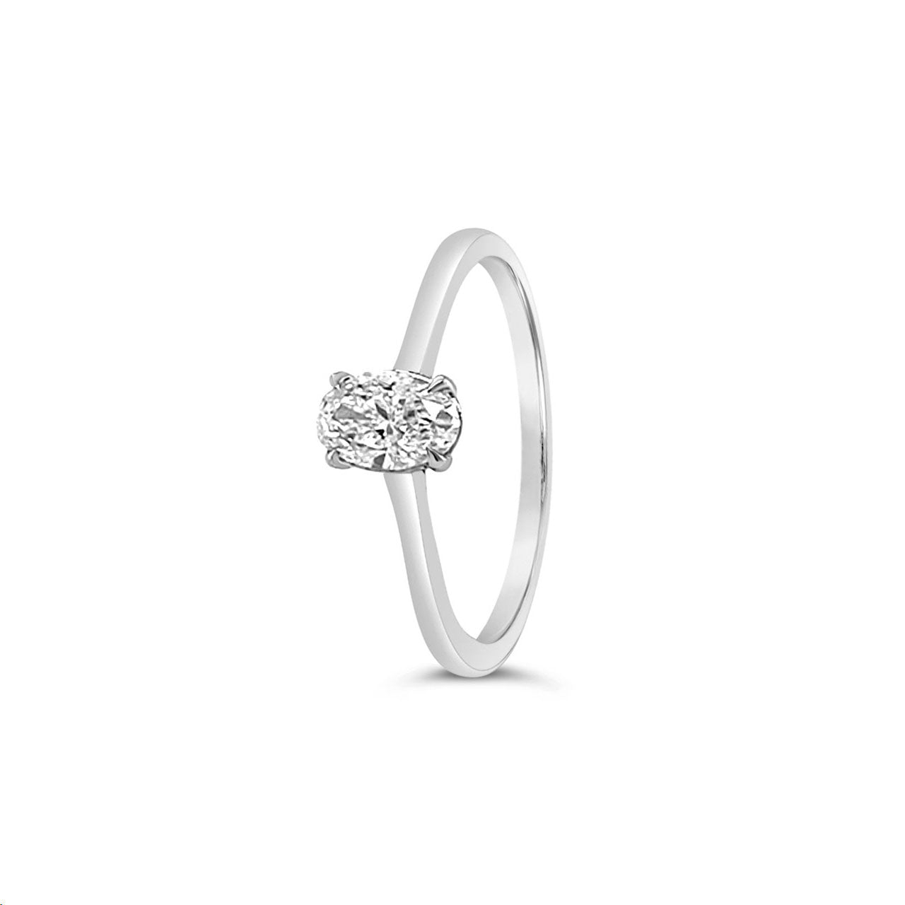 9k White Gold 0.50ct Oval Diamond Solitaire Engagement Ring