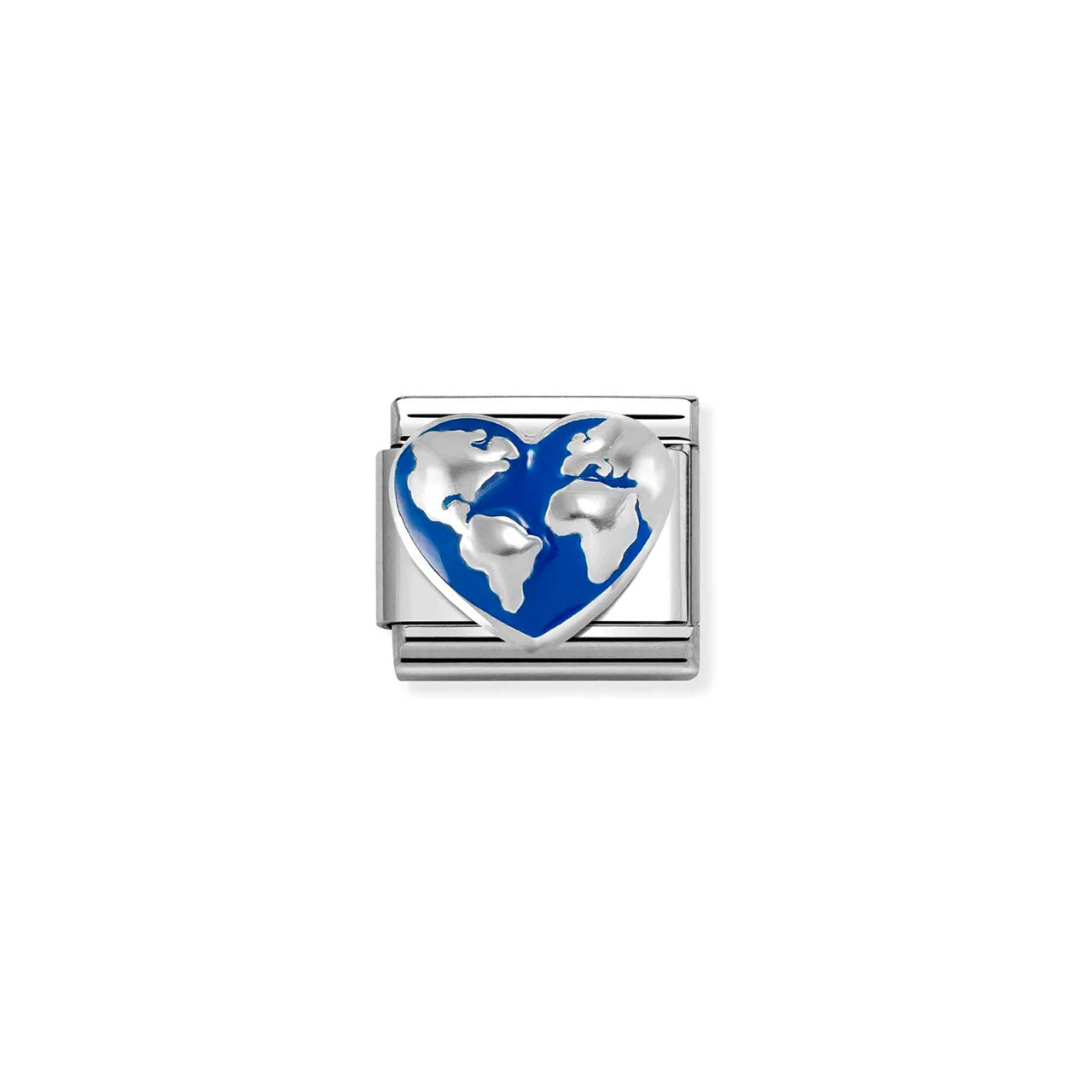 Composable Classic Link 330204/45 World Map On Heart In Silver & Enamel