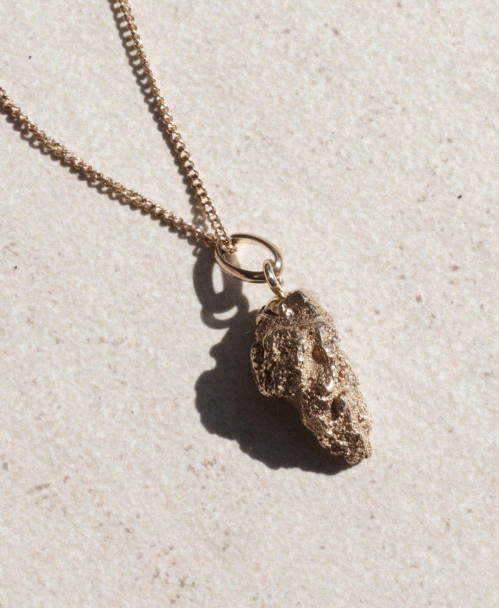 Sterling Silver Gold Nugget Charm Necklace - Jamies Jewellers