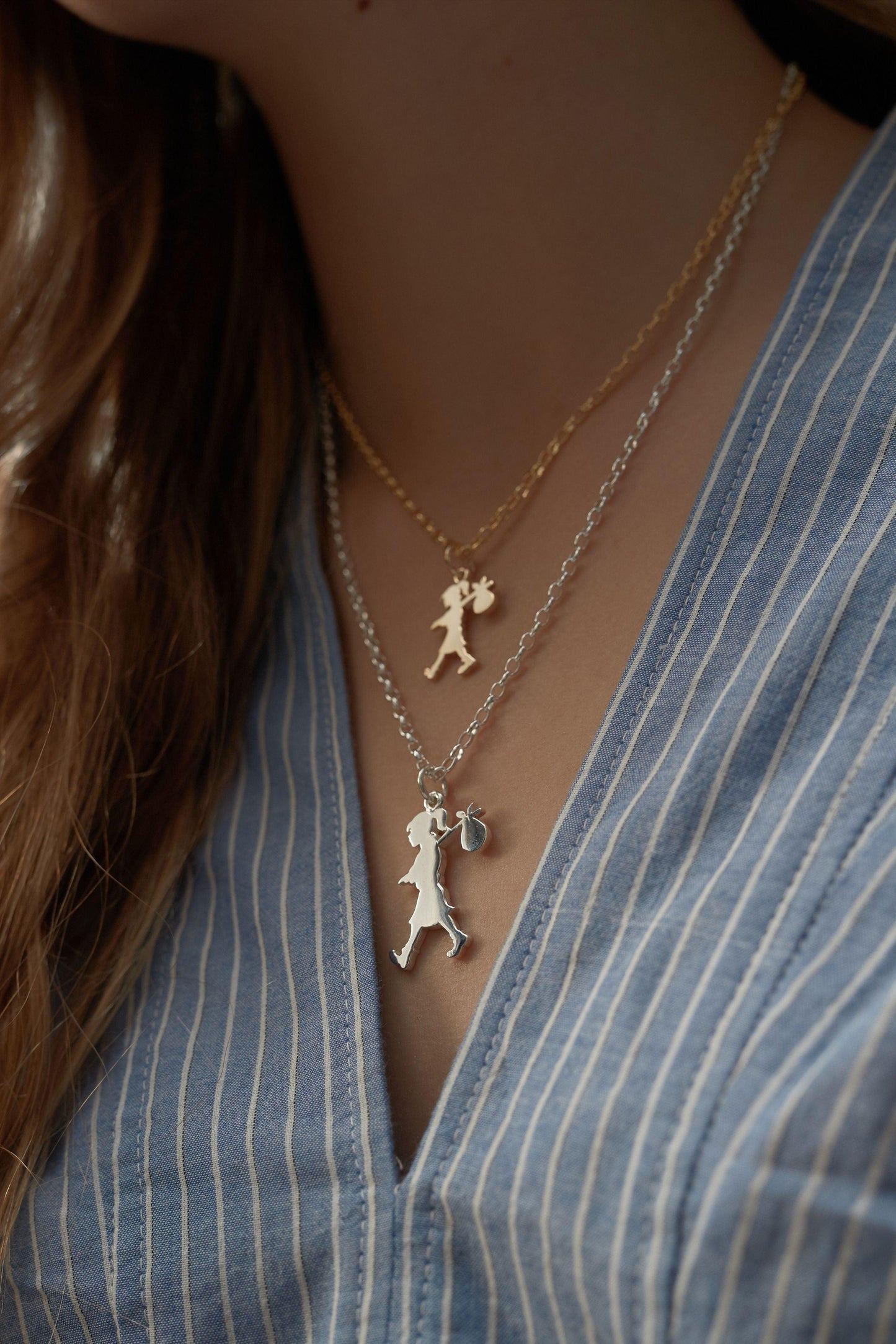 Sterling Silver Runaway Girl (Large) Pendant - 50cm - Jamies Jewellers