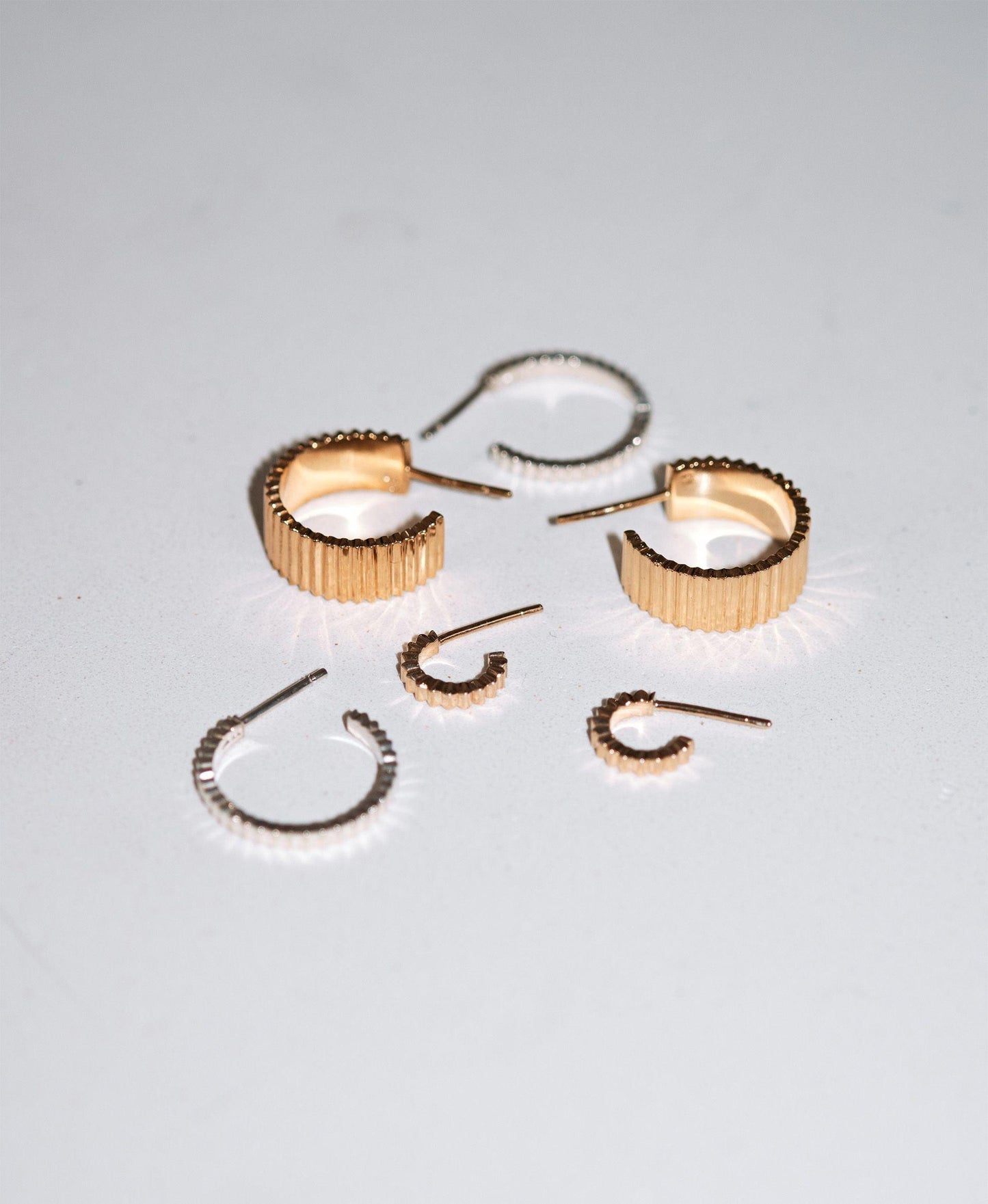 Sterling Silver Solaire Medium Hoop Earrings - Jamies Jewellers