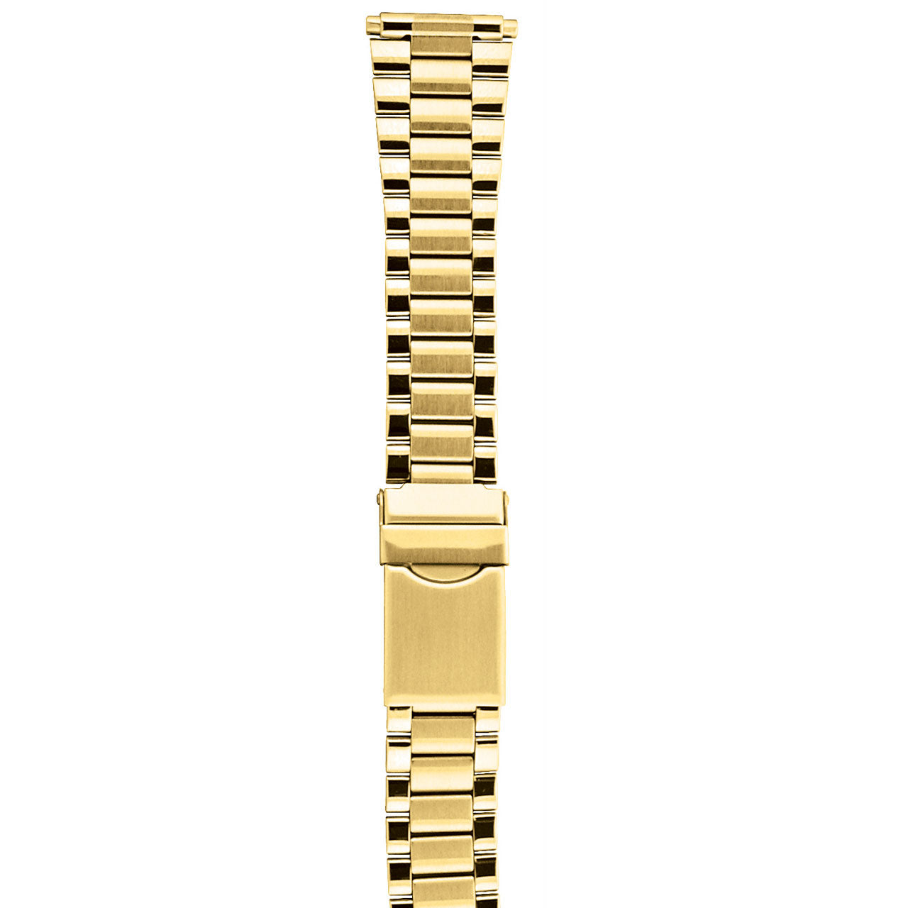 18-22mm Gold Plated Steel 3 Fold Clasp Watch Strap
