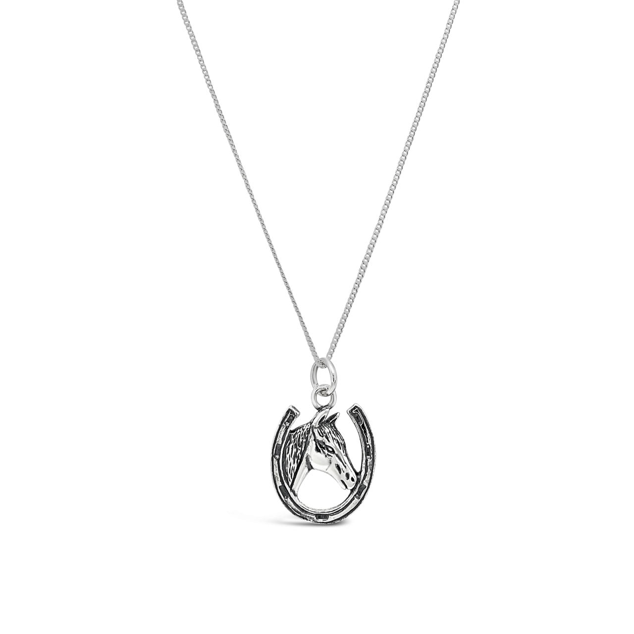Sterling Silver Horse Shoe with Horse Head Pendant