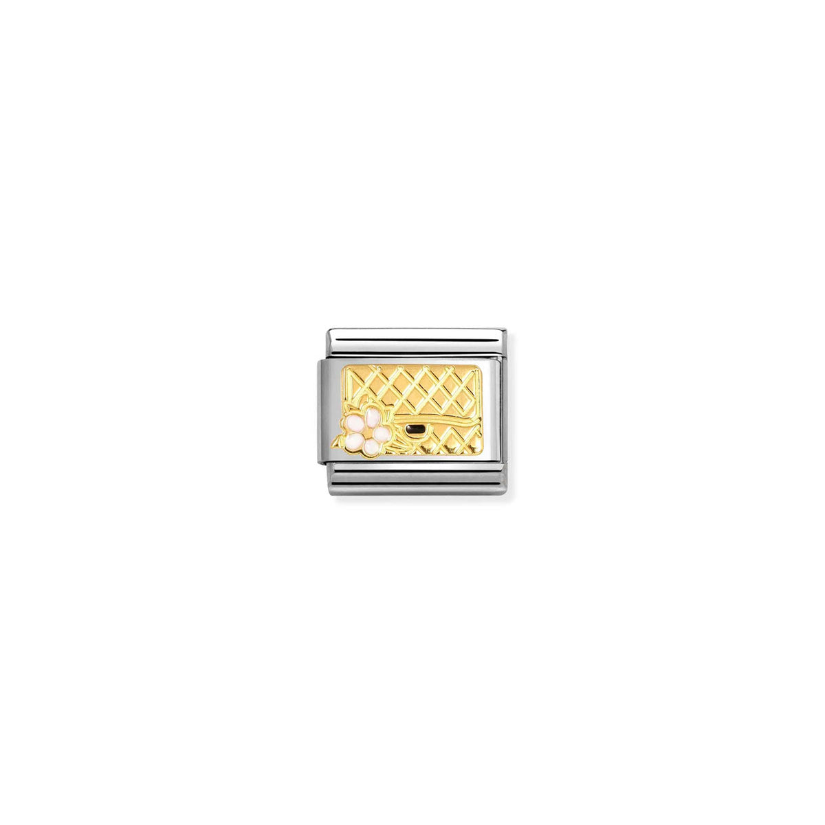 Composable Classic Link 030272/94 Bag With Flower In 18K Gold & Enamel