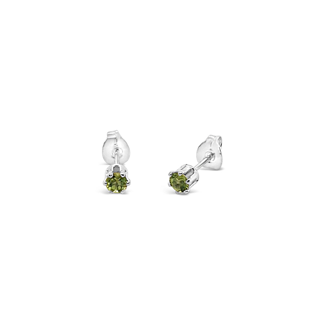 Sterling Silver 6 Claw 3mm Peridot Stud Earrings