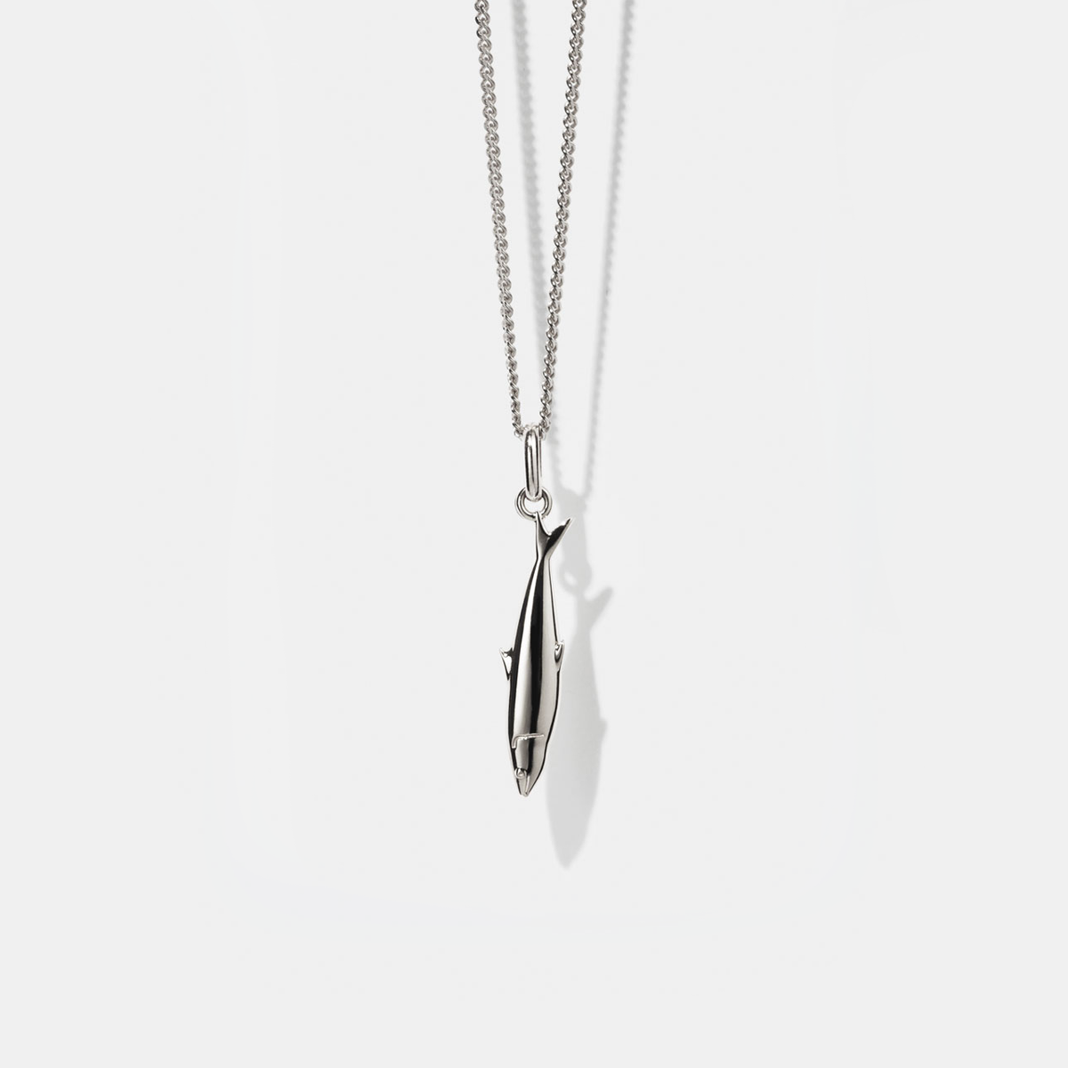 Sterling Silver Sardine Charm 45cm Necklace