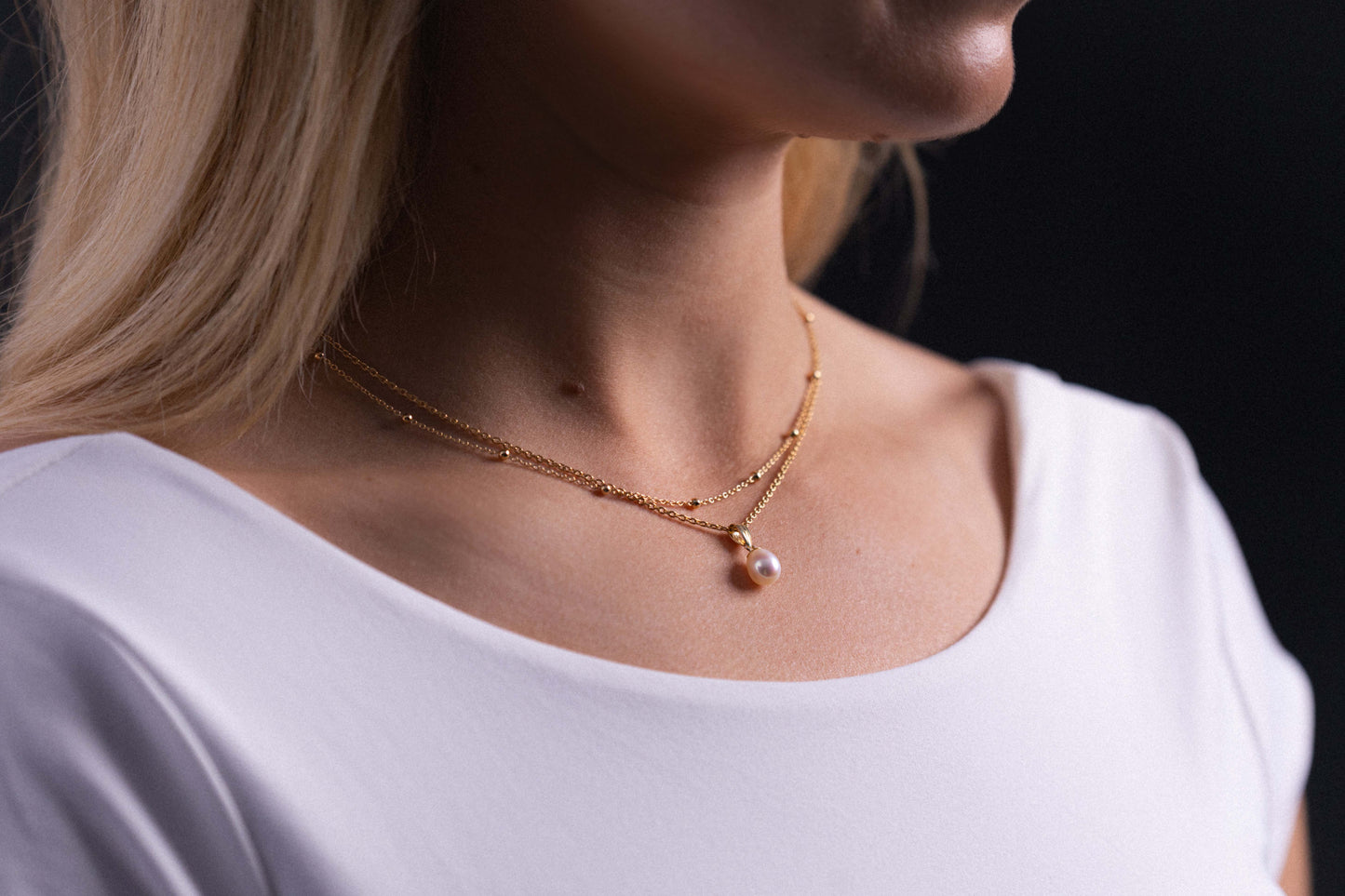 9k Yellow Gold 6.5-7mm Fresh Water Pearl White Drop Pendant