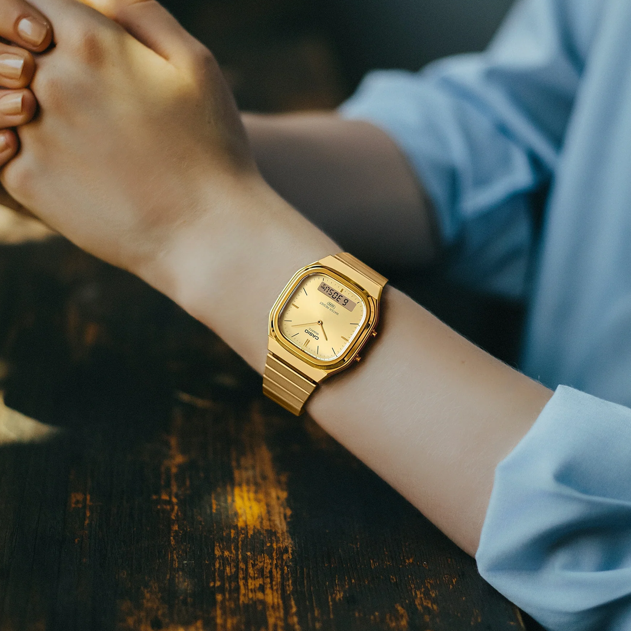 Casio Vintage Square Retro Duo Silver Dial Watch - AQ240E-3A