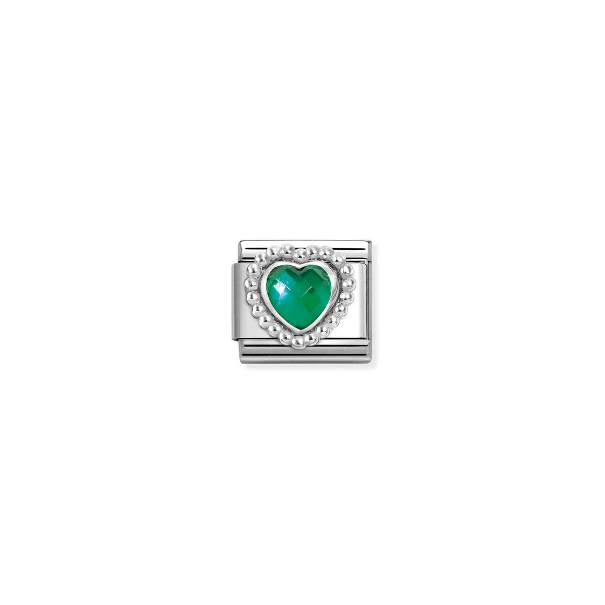 Composable Classic Link 330606/004 Faceted Green CZ Heart In 925 Silver