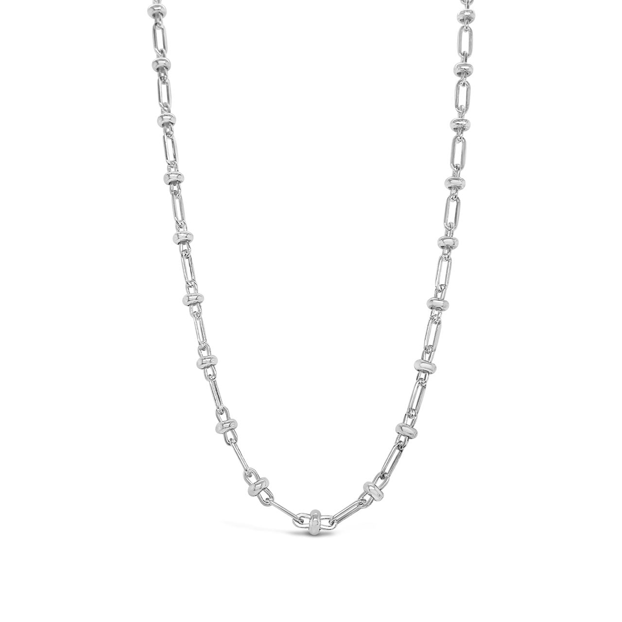 45cm Sterling Silver Paperclip with Roundel Beads Chain