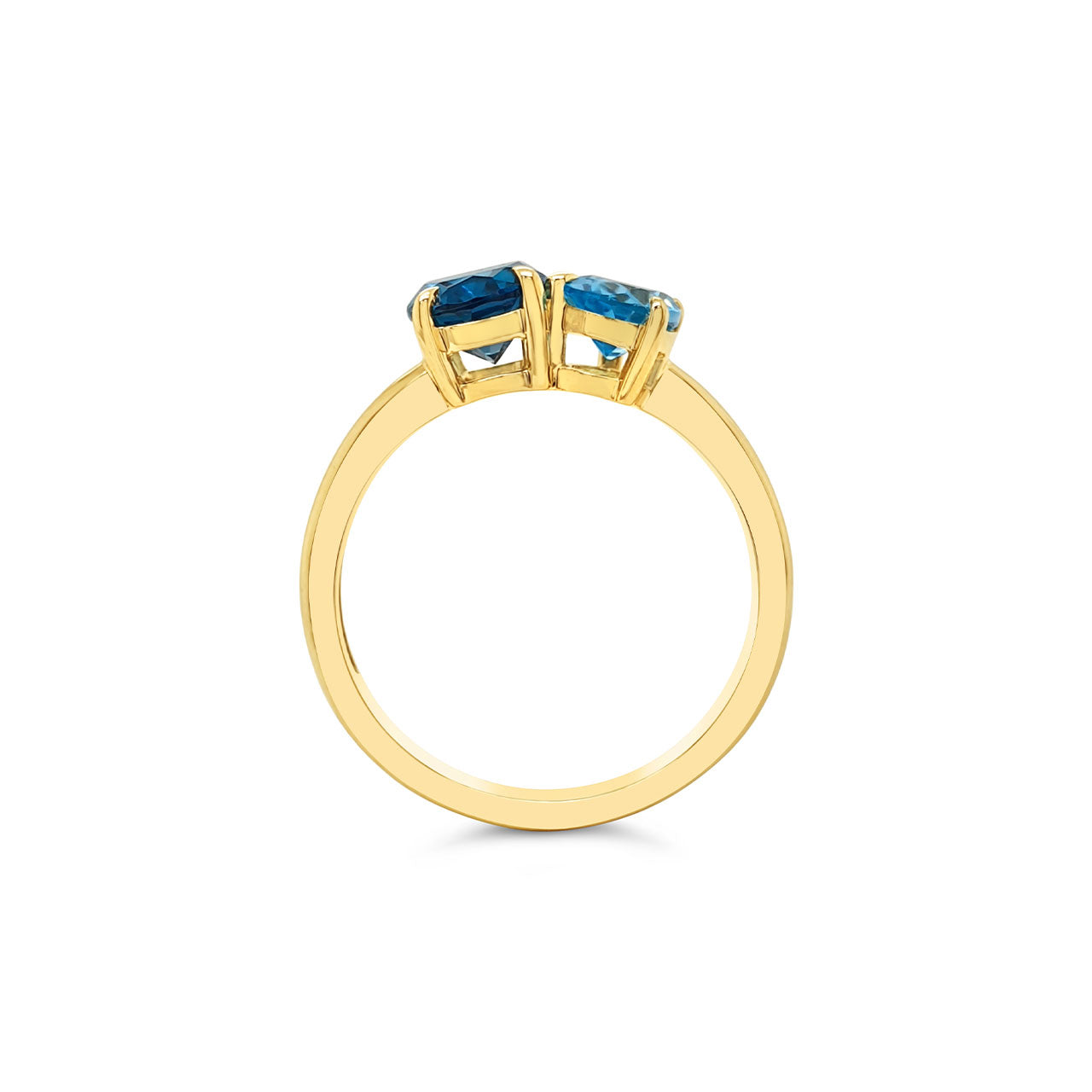 9k Yellow Gold Toi et Moi Blue Topaz Dress